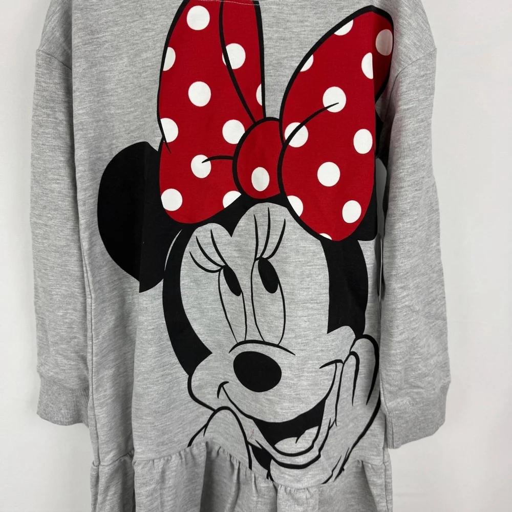 Disney Minnie Mouse Dress Girls S 6 Gray Hooded Long Sleeve Graphic Cosplay NWT